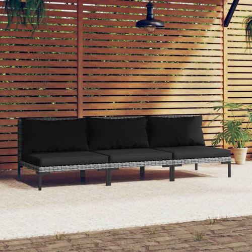 Moduler til havesofa 3 stk. med hynder halvrundt polyrattan