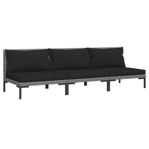 Moduler til havesofa 3 stk. med hynder halvrundt polyrattan