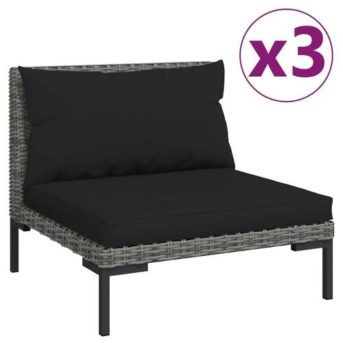 Moduler til havesofa 3 stk. med hynder halvrundt polyrattan