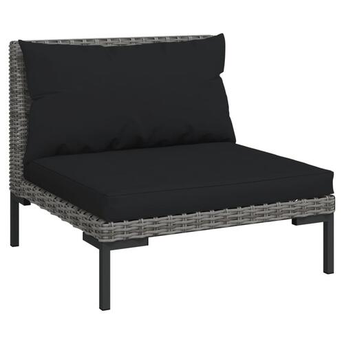Moduler til havesofa 3 stk. med hynder halvrundt polyrattan