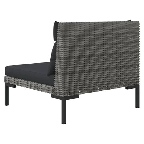 Loungesæt til haven 3 dele halvrundt polyrattan mørkegrå