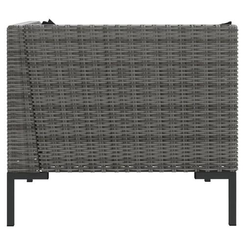 Loungesæt til haven 3 dele halvrundt polyrattan mørkegrå