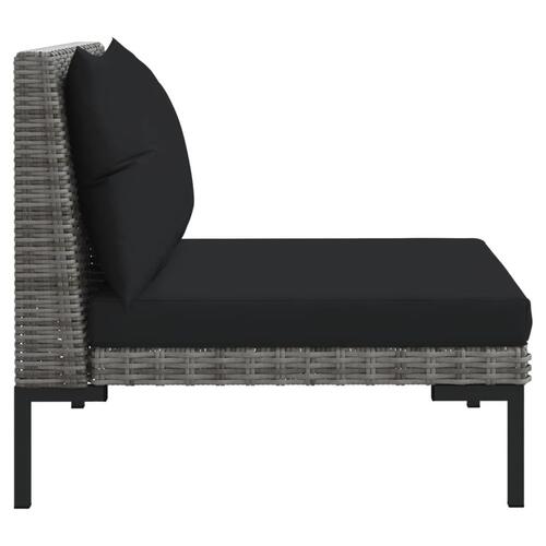 Loungesæt til haven 3 dele halvrundt polyrattan mørkegrå
