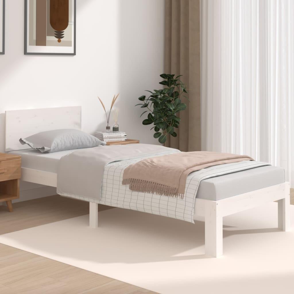 Sengeramme 75x190 cm Small Single massivt træ hvid