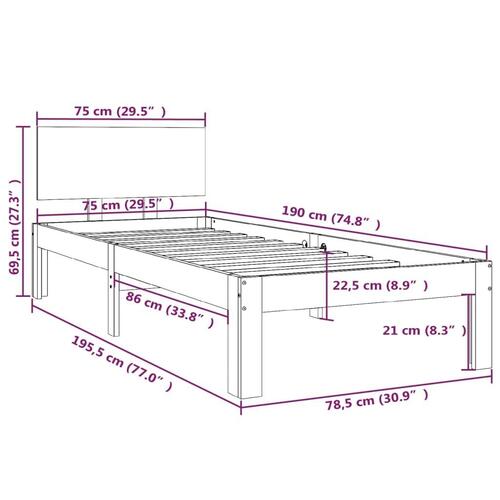 Sengeramme 75x190 cm Small Single massivt træ sort
