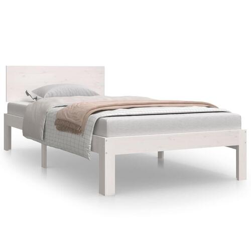 Sengeramme 90x190 cm Single massivt træ hvid