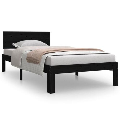 Sengeramme 90x190 cm Single massivt træ sort