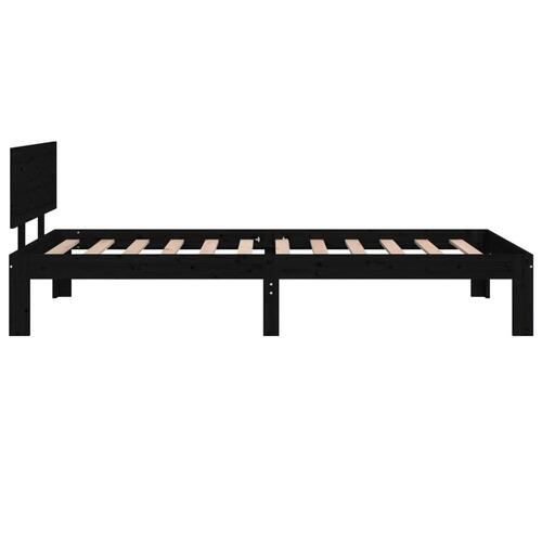 Sengeramme 90x190 cm Single massivt træ sort