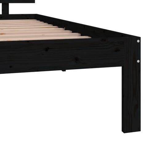 Sengeramme 90x190 cm Single massivt træ sort