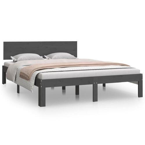 Sengeramme 135x190 cm Double massivt fyrretræ grå