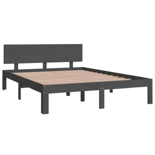 Sengeramme 135x190 cm Double massivt fyrretræ grå