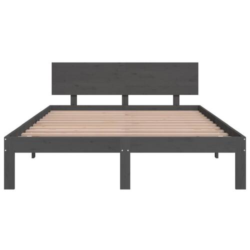 Sengeramme 135x190 cm Double massivt fyrretræ grå