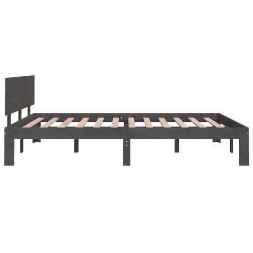 Sengeramme 135x190 cm Double massivt fyrretræ grå