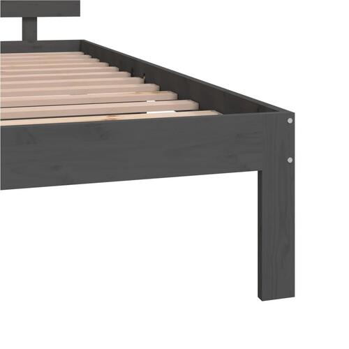 Sengeramme 135x190 cm Double massivt fyrretræ grå
