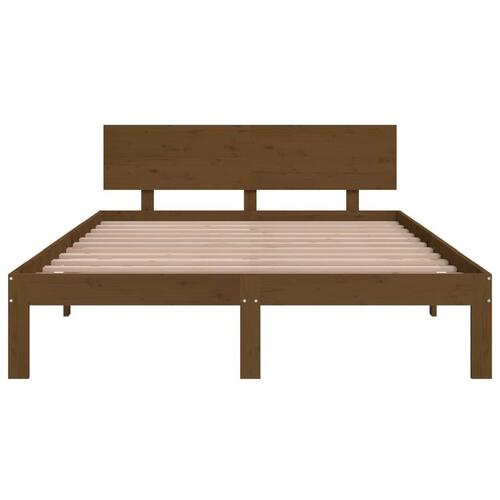 Sengeramme 135x190 cm Double massivt fyrretræ gyldenbrun