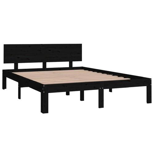 Sengeramme 135x190 cm Double massivt fyrretræ sort