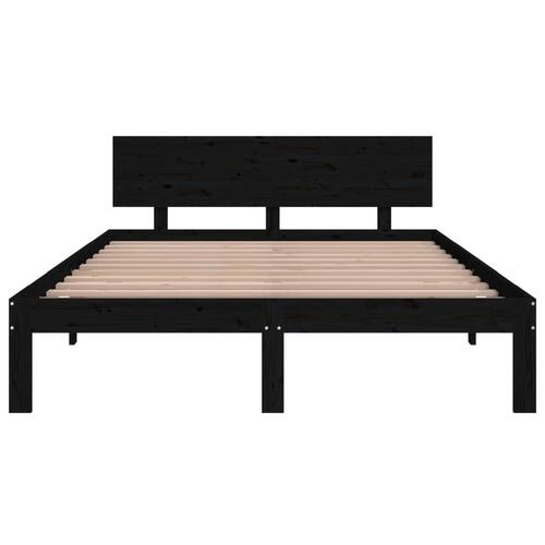 Sengeramme 135x190 cm Double massivt fyrretræ sort