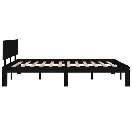 Sengeramme 135x190 cm Double massivt fyrretræ sort