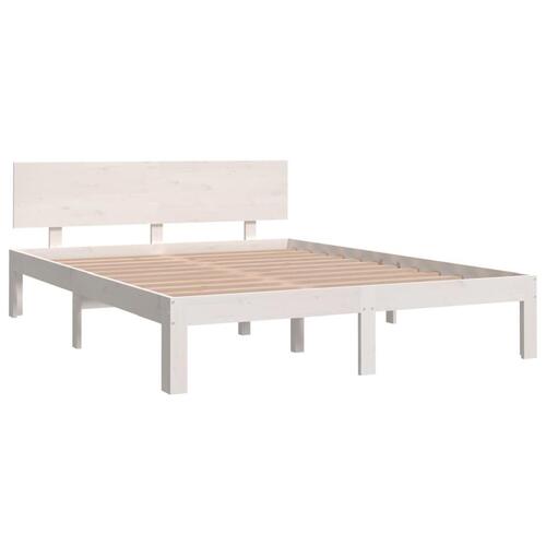 Sengeramme 140x190 cm massivt fyrretræ hvid