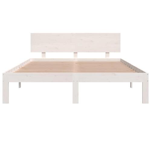 Sengeramme 140x190 cm massivt fyrretræ hvid
