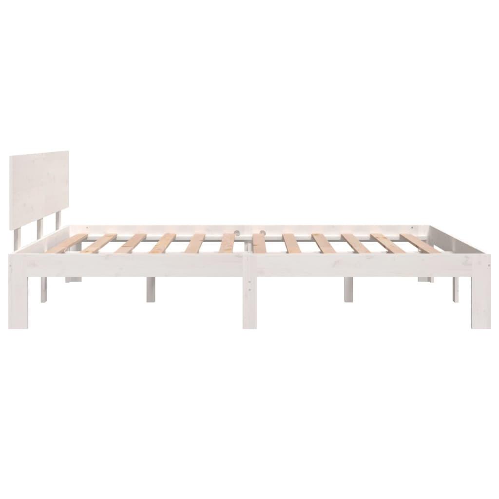 Sengeramme 140x190 cm massivt fyrretræ hvid