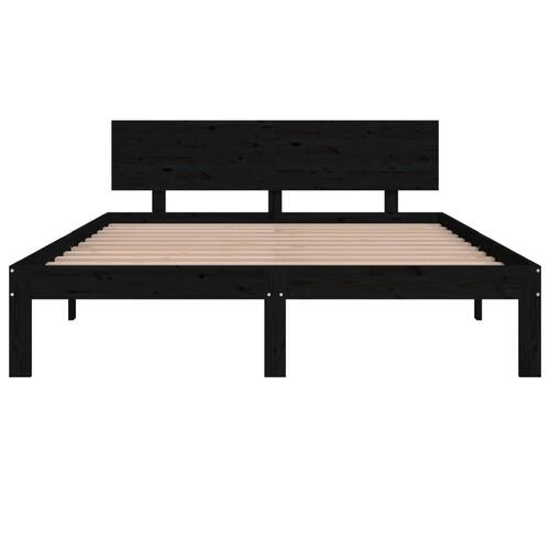 Sengeramme 140x190 cm massivt fyrretræ sort
