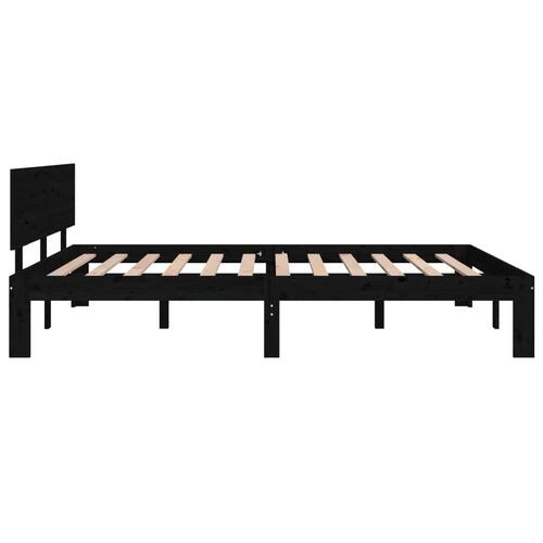 Sengeramme 140x190 cm massivt fyrretræ sort