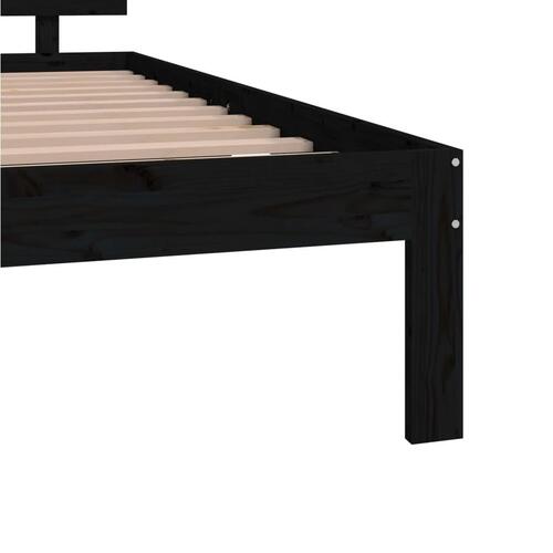 Sengeramme 140x190 cm massivt fyrretræ sort