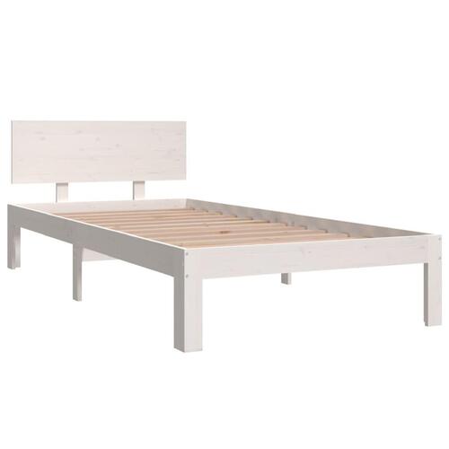Sengeramme 90x200 cm massivt fyrretræ hvid