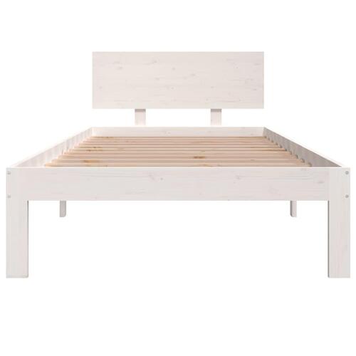 Sengeramme 90x200 cm massivt fyrretræ hvid