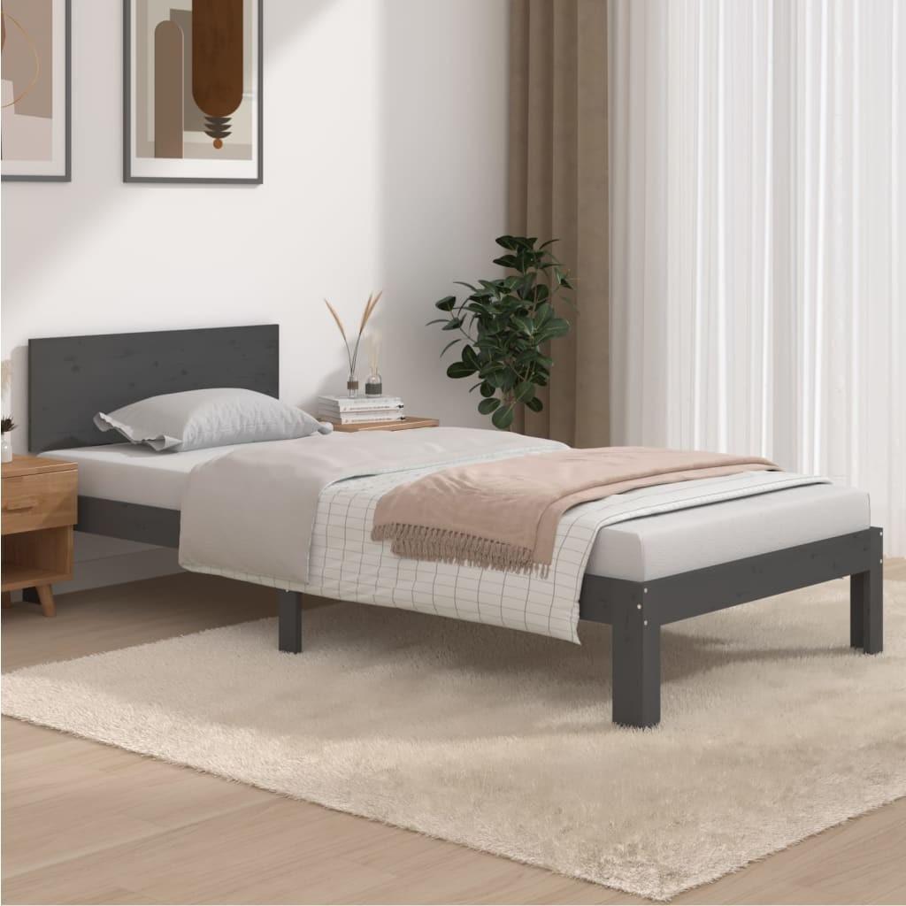 Sengeramme 90x200 cm massivt fyrretræ grå