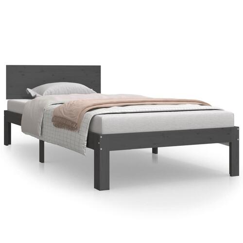 Sengeramme 90x200 cm massivt fyrretræ grå