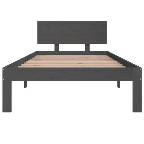 Sengeramme 90x200 cm massivt fyrretræ grå