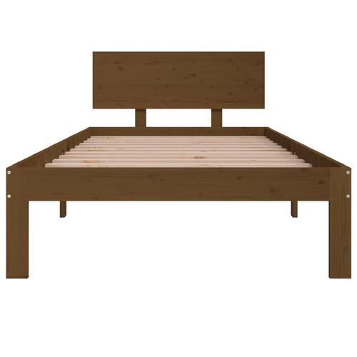 Sengeramme 90x200 cm massivt fyrretræ gyldenbrun