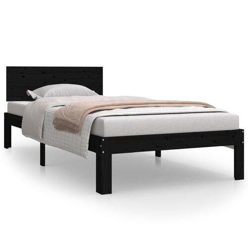 Sengeramme 90x200 cm massivt fyrretræ sort