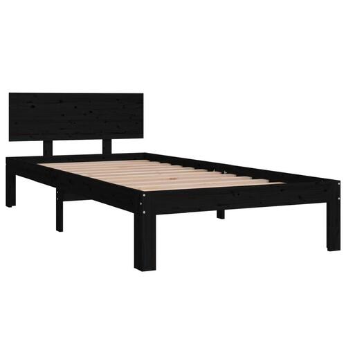 Sengeramme 90x200 cm massivt fyrretræ sort