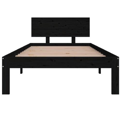 Sengeramme 90x200 cm massivt fyrretræ sort