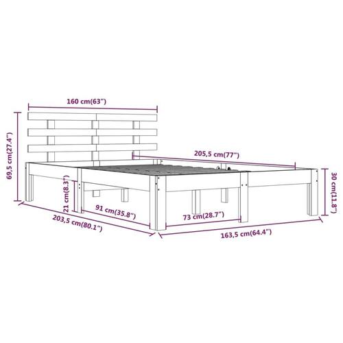 Sengeramme 160x200 cm massivt træ hvid