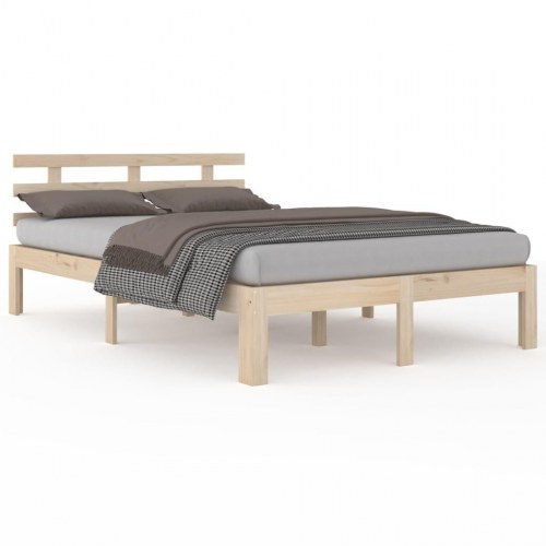 Sengeramme i massivt fyrretræ 200 x 200 cm - med sengegærde