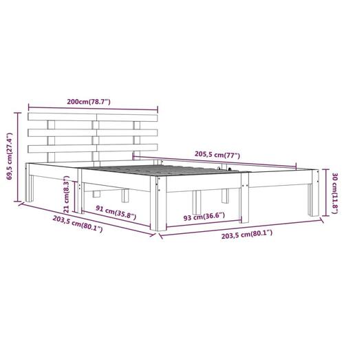 Sengeramme 200x200 cm massivt træ sort