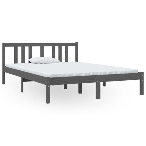 Sengeramme 135x190 cm Double massivt fyrretræ grå