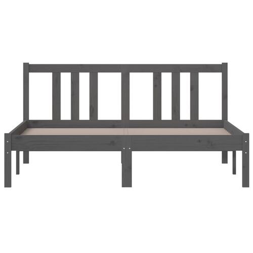 Sengeramme 135x190 cm Double massivt fyrretræ grå