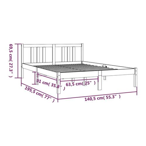 Sengeramme 135x190 cm Double massivt fyrretræ grå