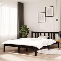 Sengeramme 135x190 cm Double massivt fyrretræ sort