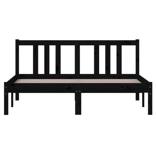 Sengeramme 135x190 cm Double massivt fyrretræ sort