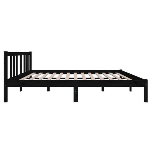 Sengeramme 135x190 cm Double massivt fyrretræ sort