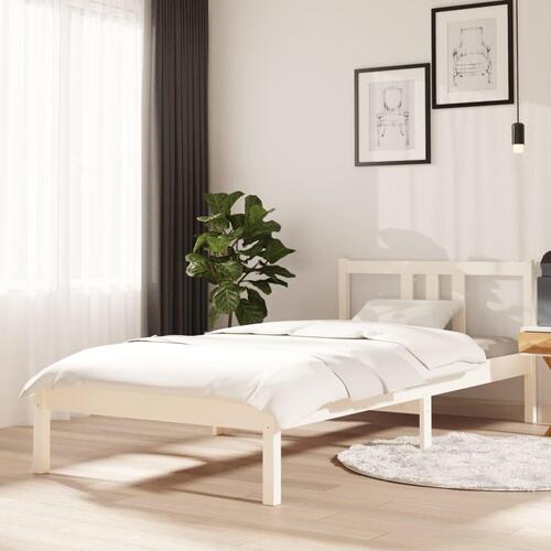Sengeramme 90x200 cm massivt fyrretræ hvid