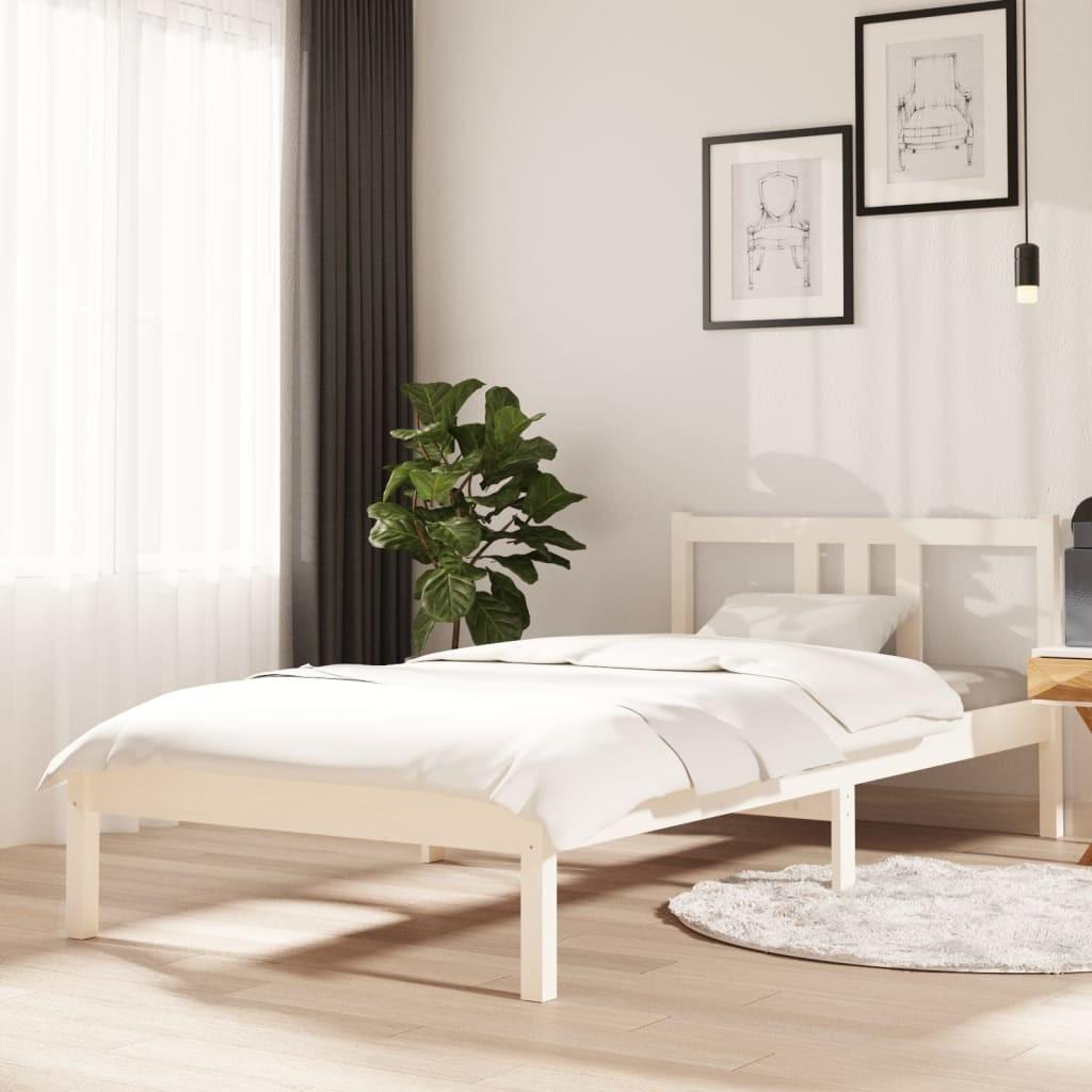 Sengeramme 90x200 cm massivt fyrretræ hvid