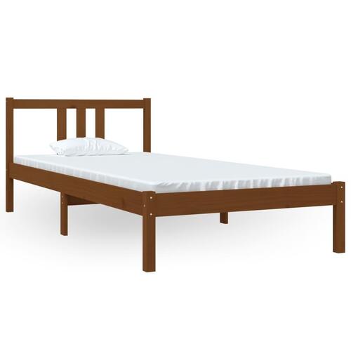 Sengeramme 90x200 cm massivt fyrretræ gyldenbrun