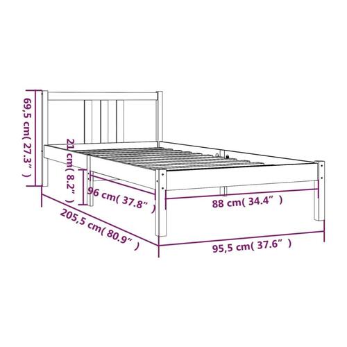 Sengeramme 90x200 cm massivt fyrretræ gyldenbrun